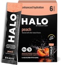 Halohüdraat elektrolüütpulbri pakendid - virsik - 6 serveerimist (5 g iga) - orgaaniline hüdraatjook madala suhkruga + olulised vitamiinid + mineraalid - vegan