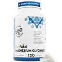 PlantVital Magneesium Glycinate 200mg 120 Kapslid - kõrge imendumine, mitte-GMO, vegan, gluteenivaba - toetab normaalset und, lihaste ja närvide funktsiooni, normaalset südame ja luude tervist, aitab tunda rahu ja lõõgastuda