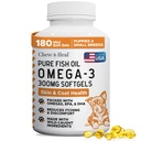 Wild Caught Omega 3 Kalaõli koertele - 180 Softgel Kapslid terve naha ja kate - 300 mg Mini Dog Fish Oil Pills Shedding, kuiv sügelev nahk ja kuumad kohad - Pet Omega Salmon Supplement