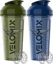 VELOMIX - 2 Pack- 28 oz Proteiin Shaker pudelid valgusegudele - 2x Wire Whisk | Leak Proof Shaker Cups valgu raputamiseks | Pre Workout Shaker Bottle | Shakers for Protein Shakes-Green&Blue