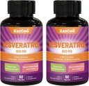 Resveratrool 600 mg, Trans-Resveratrooli lisand, antioksüdantne tervise vananemise tugi - 120 kapslit