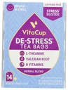 DeStress Taimse Tee kotid VitaCup, Relax & Chill w/Chamomile, L-Theanine, Valerian Root & B vitamiinid, Kofeiinivaba ühe Serv Wellness Tee Sachet Bag, 14 ct
