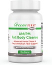 Greens First Full Body AM/PM Cleanse Supplement - Natural Detox toksiinid - Täielik soolestiku ja kõhukinnisuse leevendamine - Seedetrakti tervisekapsel - 20 Veggie kapslit