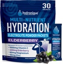 Hüdrohüdratsioonipaketid | Madal naatriumelektrolüütide pulber | 54mg naatrium | Vitamiinid, mineraalid, antioksüdandid | Elderberry Maitse (30 pakendit)