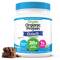 Orgaaniline veganvalgu pulber + kaerapiim, šokolaad - 20 g taimset valku, gluteenivaba, piima-, soja- või laktoosisisaldusega koostisosad, madal suhkur, mitte-GMO, Kosher, raputamiseks ja smuutideks - 1.05 lb