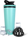 Ice Shaker Isolated Stainless Steel Shaker Bottle | 36oz, Mint | Külm 30+ tundi | Isoleeritud tassi Twist-on Agitator | Lõhnavaba pudel proteiinikokteilide, vee, smuutide, kokteilide jaoks