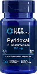 Elu pikendamine Pyridoxal 5-Fosphate Caps 100 mg P5P, 90 Veg Kapslid - Advanced Vitamiin B6 täiendus