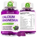 Kaltsium Magneesium Tsink Kummid Vitamiin D3 ja K2, Kõrge imendumine Magneesium Glütsinaat Kaalium Immuunsüsteemi ja lihased, Vegan Elderberry Maitse 60 Gummies