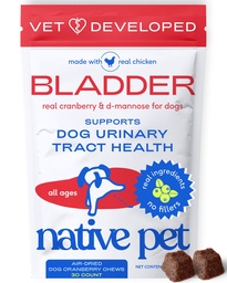 Native Lemmiklooma Koer UTI ravi - Cranberry Supplement for Dogs Põiekontroll & Neerutoetus - Vältida kuseteede infektsiooni ja kusepidamatust - Valmistatud Real Cranberry ekstrakt - 30 närimist