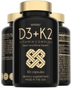 Vitamiin D3 K2 kapslid - Vitamiin D3 5000 RÜ ja vitamiin K MK7 100mcg - 60 kapslit - USA valmistatud taimetoitlane D-vitamiini täiendus - kõrge tugevusega VIT D luudele, lihastele, hammastele, immuunsüsteemile