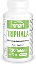 Supersmart - Triphala 6,75 g per Serving - Amla, Behada & Harada - sisemine puhastusvahend seedimiseks - looduslik detoksilisand | Mitte-GMO & Gluteenivaba - 120 taimekapslit