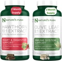 Looduse Push Hawthorn Berry ja Olive Leaf Bundle Super Potent 10: 1 Hawthorn Berry Extract (2 kuu tarne) ja Olive Leaf Super Potent 8: 1 Ekstrakt 20% Oleuropein 750mg Kapsel (2 kuu tarne)