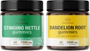 HERBAMAMA Stinging Nettle and Dandelion Kit - Bund of 7500 mg Stinginging Nettle Juur & 2000 mg Dandelion Juurkummies - Vegan, Non-GMO, želatiinivaba - 2 Pack