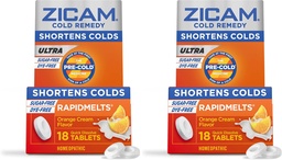 Zicam Ultra Cold Remedy Tsink Rapidmelts, Orange Cream Maitse, Homöopaatiline, Külma Lühendamise Meditsiin, Lühendab Külma Kestust, Suhkruvaba, Värvivaba, 18 Loeng (2. pakk)