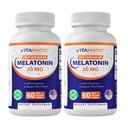 Vitamatic 2-Pack High Potency Melatoniin 20 mg – 60 Fast Dissolve Tabletts Total Fast-Acting Sleep Support – Natural Berry Flavor | Vegetarian
