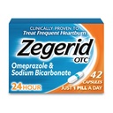 Zegerid OTC , 24- tunni kõrvetiste leevendamine , happe refluksmeditsiin ja antatsiid , ravib Sagedast kõrvetisi , omeprasool 20 mg + naatriumvesinikkarbonaat , prootonpumba inhibiitor ( PPI ) , 42 kapslit