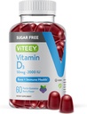 Viteey Viteey Vitamiin D3 Gummies täiskasvanutele ja teismelistele - 2000 IU, 50mcg - Suhkruvaba, luu, liigeste ja lihaste tervis, immuunsuse suurenemine - taimetoitlane, želatiinivaba, GMO-vaba - maitsev närimiskumm