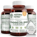 Natural Nutra Chelated Calcium Magnesium 1000/500 mg Supplements Plus Betaine HCL - Kelaaditud Cal Mag parandab luutihedust, toetab lihaseid, hambaid, südame-veresoonkonna ja närvide tervist, 250 Vegan tabletti
