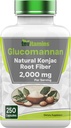 tnvitamiinid Glucomannan Kapslid 2000 MG - 250 Count | Natural Konjac Root Fiber Extract Powder Supplement | Lahustuv, dieet ja seedeelundite kiud pillid | Toodetud USAs | Non-GMO & Gluteenivaba