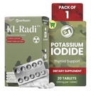 EarthNutri KI-RadiTM kaaliumjodiidi tabletid 65 mg – suure tugevusega joodilisa kilpnäärme toetamiseks, hädaolukorraks valmisolek – kaaliumilisandi foolium- foolium- blistertihendis – 20 tabletti (1 pakend)