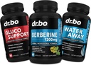 DR. BO Berberine Supplement Metabolism Support & Water Pills - 1200mg Berberine HCL Supplement for Health Metabolic Support - Premium HCL 600mg per Capsule & Water Pills Diureetikumide säilitamine