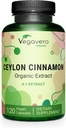Vegavero Organic Ceyloni kaneel | 2000mg | USDA sertifitseeritud | NO kunstlikud lisandid | 4 kuu pakkumine | Lab-testitud, mitte-GMO | 120 kapslit | Vegan