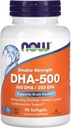 NOW Foods Supplements, DHA-500 with 250 EPA, Molecularly Distilled, Supports Brain Health*, 90 Softgels