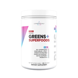 Livingood Daily Greens & Superfood Powder, Super Greens for Gut Health, Green Juice Powder koos Spirulina, Chlorella, ja seedeensüümid, Probiootikumid seedetrakti tugi, Berry, 30 Servings