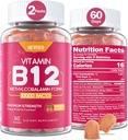 NEVISS Vitamiin B12 10000 mcg (metüül B12) Kummid vitamiin D3, B9 Vitamiin Folaat, vitamiin C, energia suurendamiseks ja ainevahetuseks, närvisüsteem, tugev luu, immuunsuse tugi, madal suhkur, 120 loend