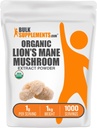 BulkSupplements.com Orgaaniline Lõvi Mane Seeneekstrakti pulber - Lions Mane Supplement Powder, Superfood for Well-Being - Vegan, 1 g per Serving, 1 kg (2,2 naela) (pakk 1)