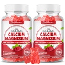 pehmekaru Kaltsium Magneesium Tsink Gummies täiskasvanutele ja lastele, Suagr-Free Kaltsium Magneesium Tsink D3 Täiendus Luu tugevus & Immuunsus Tervis, Vaarika Maitse 120 Count