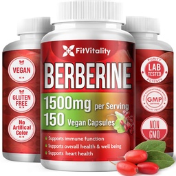 Premium Berberine Supplement, 150 kapslit - 50 päeva pakkumine, 1500mg Berberine per Serving, Berberine HCI, valmistatud 100% puhastest ja looduslikest koostisosadest, mitte-GMO, gluteenivaba.