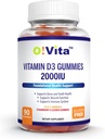 Vitamiin D3 kummikud 2000IU, 90 GMO-d mitte, vegan ja kolm maitsestatud kummi, 45-päevane pakkumine