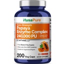 NusaPure Papaya Papain Enzyme kompleks 240 000 PU - 200 Veggie Caps - 100% taimetoitlane, mitte-GMO