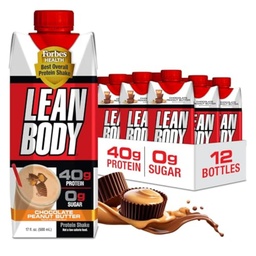 Lean Body Ready-to-Drink Protein Shake, 40 g valku, vadakusegu, 0 suhkur, gluteenivaba, 22 vitamiinid ja mineraalid, (ringlussevõetav karp & kaanega - pakend 12) LABRADA (šokolaadi maapähklivõi)