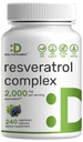 Resveratrooli kompleks 2000 mg, 240 Veggie kapslit – ekstra tugev Trans-Resveratrooli NAD, Quercetin, Curcumin, Viinamarjade Seed & More – Tervislik Vananemisvastane antioksüdant energia ja aju toetamiseks