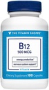 Vitamiin Shoppe Vitamiin B12 500mcg - toetab energiatootmist, üks kord päevas toidulisandit - vitamiin B-12 (nagu tsüanokobalamiin), gluteeni ja piimavaba (100 kapslit)