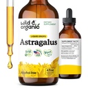 Wild & Organic Astragalus Tinktuur - Immune Support Supplement w/Astragalus Juur Extract - Vegan Tinktuur immuunsuse - Suhkru ja alkoholivabad tilgad - 4 fl oz