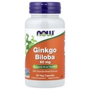 NOW Foods Ginkgo Biloba 60mg 24% ekstrakt, 60 kapslit