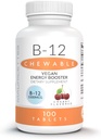 Mauricettes Natural Vitamiin B-12 Metüülkobalamiin 1000mcg - 100 närimist kirsi tabletid - Sublingual B 12 Supplement for Energy Support - želatiin tasuta