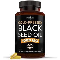 NEW AGE Black Seed Oil Softgel Kapslid - Premium Külmpressitud Nigella Sativa Tootma puhast musta köömne seemneõli - Mitte-GMO ja taimetoitlane (60 Softgels)