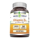 Amazing valemid D3-vitamiini oliiviõli 5000 IU täiendus | Softgels | Non-GMO | Gluteenivaba | Valmistatud USAs (1 Pack | 360 Count)