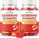 2 Pakendid Berberine Gummies, Suhkruvaba 2000mg kõrge potentsi Berberine HCI täiendus, Plus Ceylon Cinnamon, piimaohakas naistele ja meestele, immuunsüsteemi ja ainevahetuse tugi - 120 Gummies
