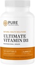 Puhtad retseptid Ultimate Vitamiin D3-5000 RÜ - kõrge imendumisega D-vitamiini täiendus tervisliku luude edendamiseks immuunsüsteemi ja südame-veresoonkonna toega - 120 Softgels - USA Made