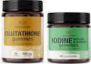 HERBAMAMA Glutatioon ja joodikomplekt - 500 mg redutseeritud L-glükotiooni ja kaaliumjoodi komplektid - vegan, mitte-GMO, želatiinivaba - 2 pakendit