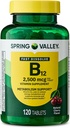 Vitamiin B12 Kiiresti lahustatavad tabletid Toidulisand, 2500 Mcg, Kirss, 120 loendurit ja kaasaskantavat pillikonteinerit (2 toodet)
