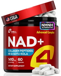 NAD Plus täiendus 1400mg - NMNH täiendus Alternatiivsed toed Tervislik vananemine kompleks nikotiinamiid Riboside & Gotu Kola, kollageen - võimas NAD + Valem energiale, nahale ja kognitiivsele, 60 kapslit
