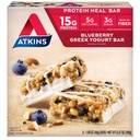 Atkins mustikas Kreeka jogurti valgu baar, kõrge kiudaine, 15 g valku, 3 g suhkrut, 5 g netosüsivesikuid, toidu asendamine, Keto sõbralik, 5 krahv