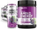 Optimaalne toitumine Amino energiapulber: Concord Viinamarja (65 Servings) koos Essential Amino Energy Plus Electrolyes Vahuvein: Viinamarja (12 Cans) - komplekti pakett