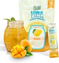 Hüdratsioon + immuunsus Elektrolüütide Joogi Segu – Mango Agua Fresca Flavor | Suhkruvaba Pulber Wellmune®, Acerola, Kookosvesi & Mineraalid | 15 ühekordselt kasutatavat pulgapakendit, looduslik maitse